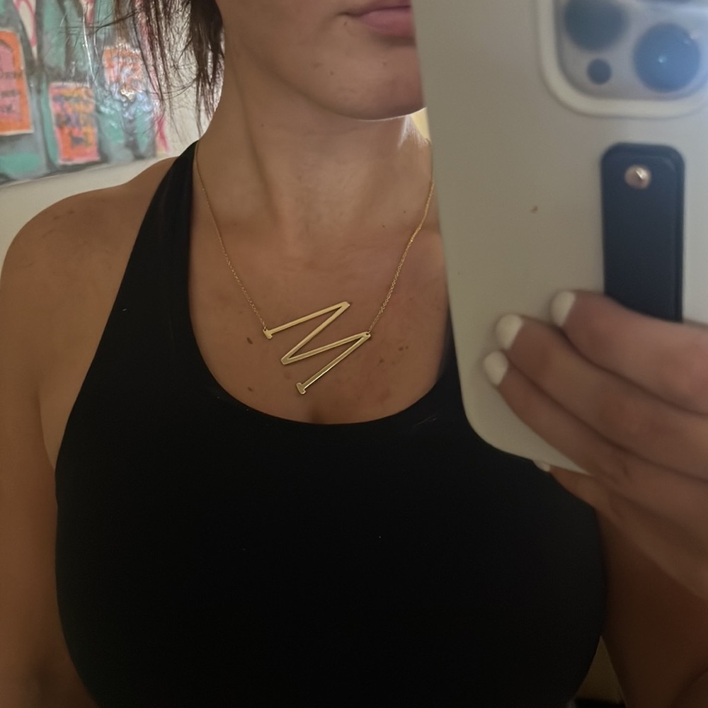 gold letter necklace!!